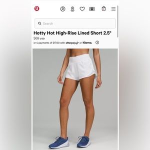 Lululemon hotty hot shorts, 2.5 inch inseam - size 2!